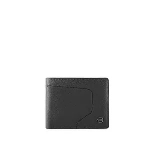 PIQUADRO Akron Męski skórzany portfel z portmonetka, Czarny, 12X9,5X1,5, Współczesny - Portfele - miniaturka - grafika 1
