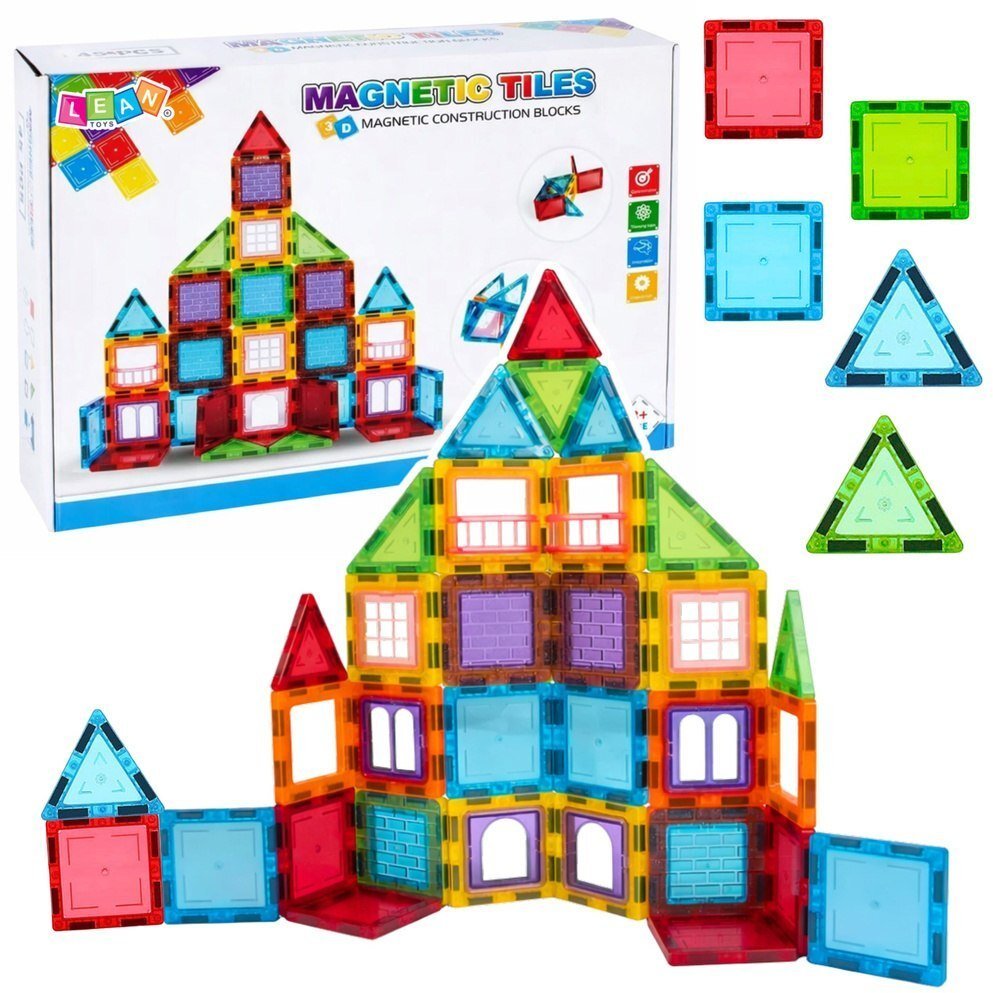 LeanToys Klocki Magnetyczne 3D Układanka Konstrukcyjna Kolorowe 45 el. EDUKAMP