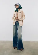 Kurtki damskie - Stradivarius Lejąca kurtka bomberka Szary S - miniaturka - grafika 1