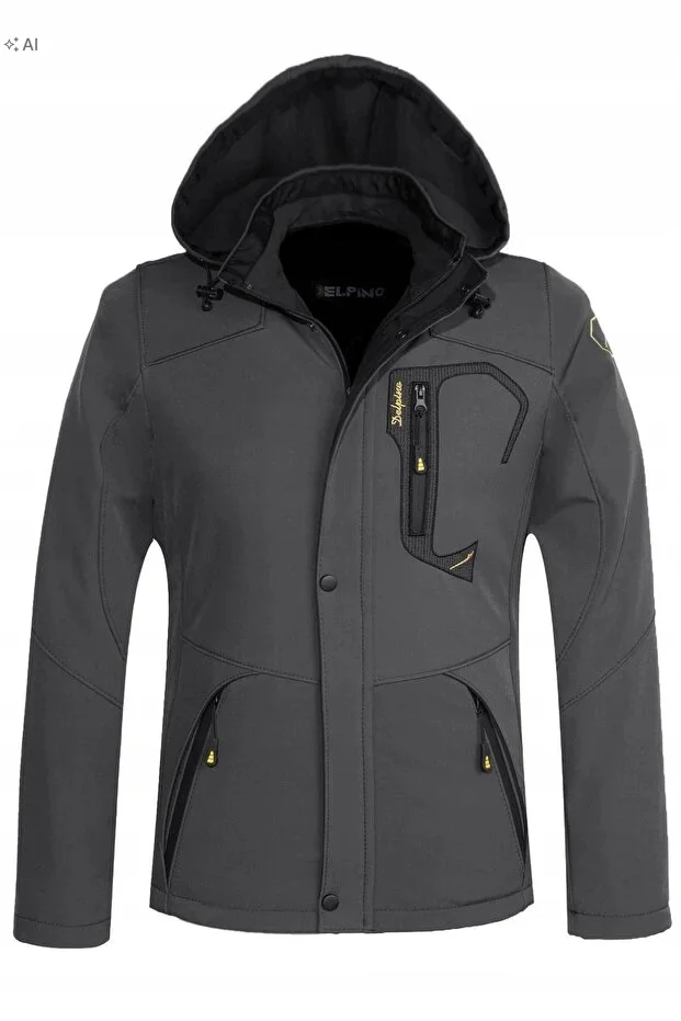 MĘSKA KURTKA SOFTSHELL Z KAPTUREM I ZAMKAMI SPORTOWA M 5IA