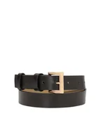 Paski - Czarny skórzany pasek ze złotą klamrą - miniaturka - grafika 1