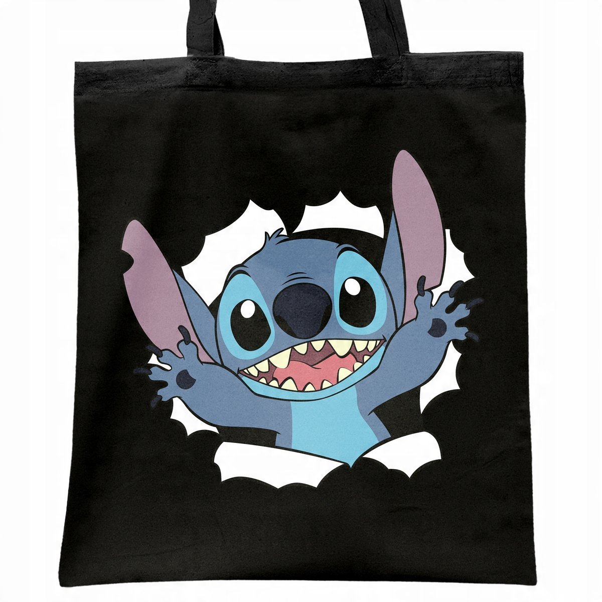 Torba bawełniana czarna na zakupy Stitch Lilo i Stich Dla Fanów