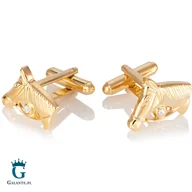 Spinki do mankietów i krawatów - Złote spinki do mankietów Koń PS-410 - miniaturka - grafika 1