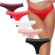 Majtki damskie - MAJTKI STRINGI 6pak DAMSKIE BAWEŁNIANE KORONKA MORAJ XL - miniaturka - grafika 1