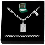 Biżuteria dla dzieci - SREBRNY ŁAŃCUSZEK KOMUNIJNY DLA CHŁOPCA 925 GRAWER - miniaturka - grafika 1