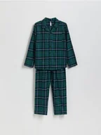 Skarpetki dla dzieci - Reserved - Bawełniana piżama w kratę - ciemnozielony - miniaturka - grafika 1