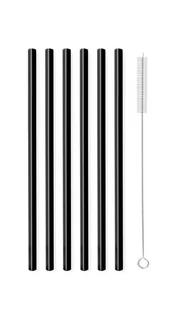 Vialli Design Vialli Design Vita Glass Long 6 Szt Czarne Słomki Wielorazowe Do Napojów I Drinków Szklane Ze Szczoteczką - Pozostałe akcesoria barmańskie - miniaturka - grafika 1