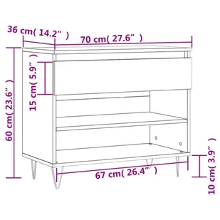 Szafka na buty, czarna, 70x36x60 cm, materiał drewnopochodny Lumarko! - Szafki na buty - miniaturka - grafika 12