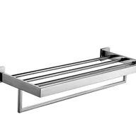 Wieszaki łazienkowe - Wieszak na ręczniki ścienny z pojedynczym drążkiem, 59,9 * 22,1 * 12,2 cm, półka łazienkowa, polerowany chrom - miniaturka - grafika 1
