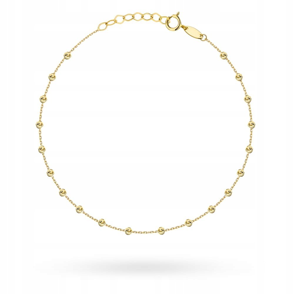 Złota bransoletka 585 Diamentowane kulki 19cm kuleczkowa 1.46g błyszcząca
