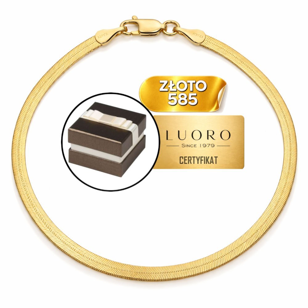 BRANSOLETKA ZŁOTA 585 14K TAŚMA 3,5 MM ELEGANCKA 18 CM
