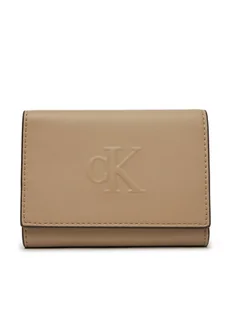 Calvin Klein Jeans Mały Portfel Damski Sculpted Medium Trifold LV04K1078G Beżowy - Portfele - miniaturka - grafika 1
