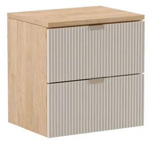 Wisząca szafka pod umywalkę z szufladami kaszmirowy + orzech P3-F02 - Szafki łazienkowe - miniaturka - grafika 1