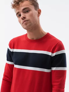 Swetry męskie - Sweter męski - czerwony V1 E190 - grafika 1