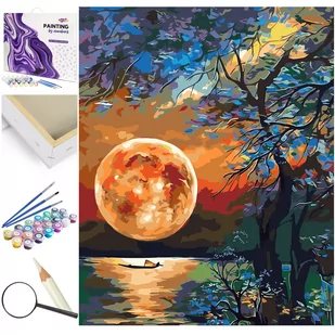 Księżyc Nad Jeziorem - Malowanie po numerach Księżyc Nad Jeziorem - Malowanie po numerach - miniaturka - grafika 1