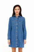 Sukienki - WRANGLER WESTERN DRESS MID INDIGO W24JLLX8E XS - miniaturka - grafika 1