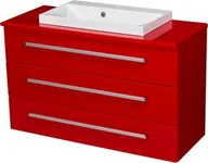 Szafki łazienkowe - Szafka łazienkowa czerwona 100cm FOKUS z blatem i umywalką - miniaturka - grafika 1