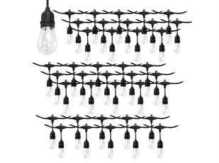 Zestaw: Girlanda ogrodowa 20m 40xE27 + 40x Żarówka LED E27 1W filament - Lampy ogrodowe - miniaturka - grafika 1
