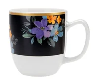 Kubki - Kubek porcelanowy porcelana New Bone FLORES 350 ml biało-czarny kolorowe kwiaty kwiatki wzór 4 - miniaturka - grafika 1