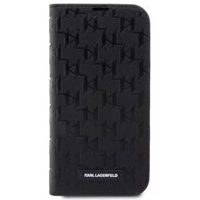 Karl Lagerfeld Pokrowiec PU Saffiano Monogram Book na iPhone 14 Pro Max KLBKP14XSAKLHPK Czarne - Etui i futerały do telefonów - miniaturka - grafika 1