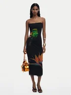 Sukienki - Desigual Sukienka letnia Colibri 25SWMK16 Czarny Slim Fit - miniaturka - grafika 1