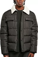 Kurtki męskie - Urban Classics Sherpa Kołnierz Pikowana Kurtka Męska, czarny, L - miniaturka - grafika 1