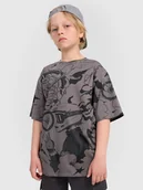 Koszulki dla chłopców - 4F T-shirt oversize z nadrukiem chłopięcy - szary 122 (6-7 lat) - miniaturka - grafika 1