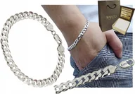 Bransolety męskie - Bransoletka Srebrna Pancerka 925 Pełna Diamentowana 7,50 mm Grawer - miniaturka - grafika 1