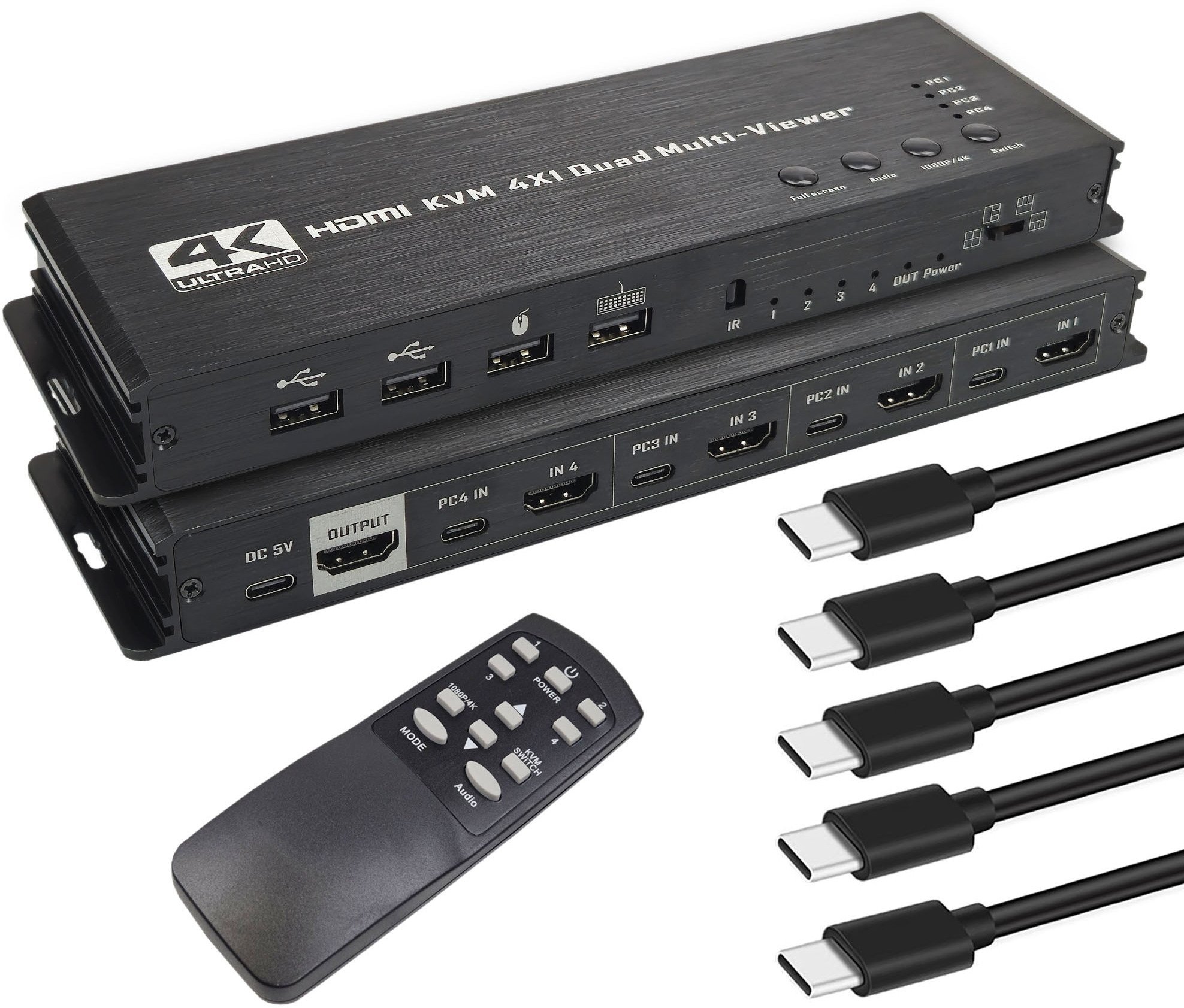 Przełącznik KVM switch 4xHDMI, 4xUSB Multiviewer