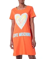 Sukienki - Love Moschino Damska sukienka A-line w bawełnianym dżerseju z maxi, wielokolorowa sukienka w kształcie serca, pomarańczowy, 40 - miniaturka - grafika 1