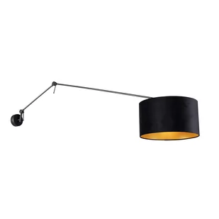 QAZQA Kinkiet czarny z welurowym abażurem czarny 35 cm regulowany - Blitz - Lampy ścienne - miniaturka - grafika 1