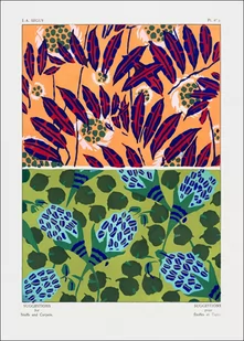 Vintage floral patterns, Art Nouveau flower pochoir stencil print, E. A. Séguy -  plakat Wymiar do wyboru: 21x29,7 cm - Plakaty - miniaturka - grafika 1