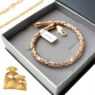 Bransolety męskie - Złota Bransoletka Męska Królewska Stal 18K Prezent - miniaturka - grafika 1
