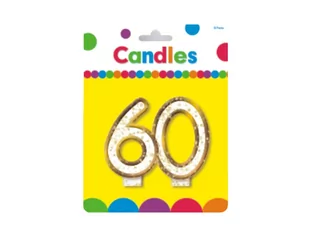 MK Świeczka na 60-tke z brokatem i złotą obwódką - 1 szt. SWI30-6 - Urodziny dla dorosłych - miniaturka - grafika 1