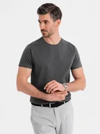 Koszulki męskie - Męski klasyczny bawełniany T-shirt BASIC - grafitowy V15 OM-TSBS-0236 XXL - miniaturka - grafika 1