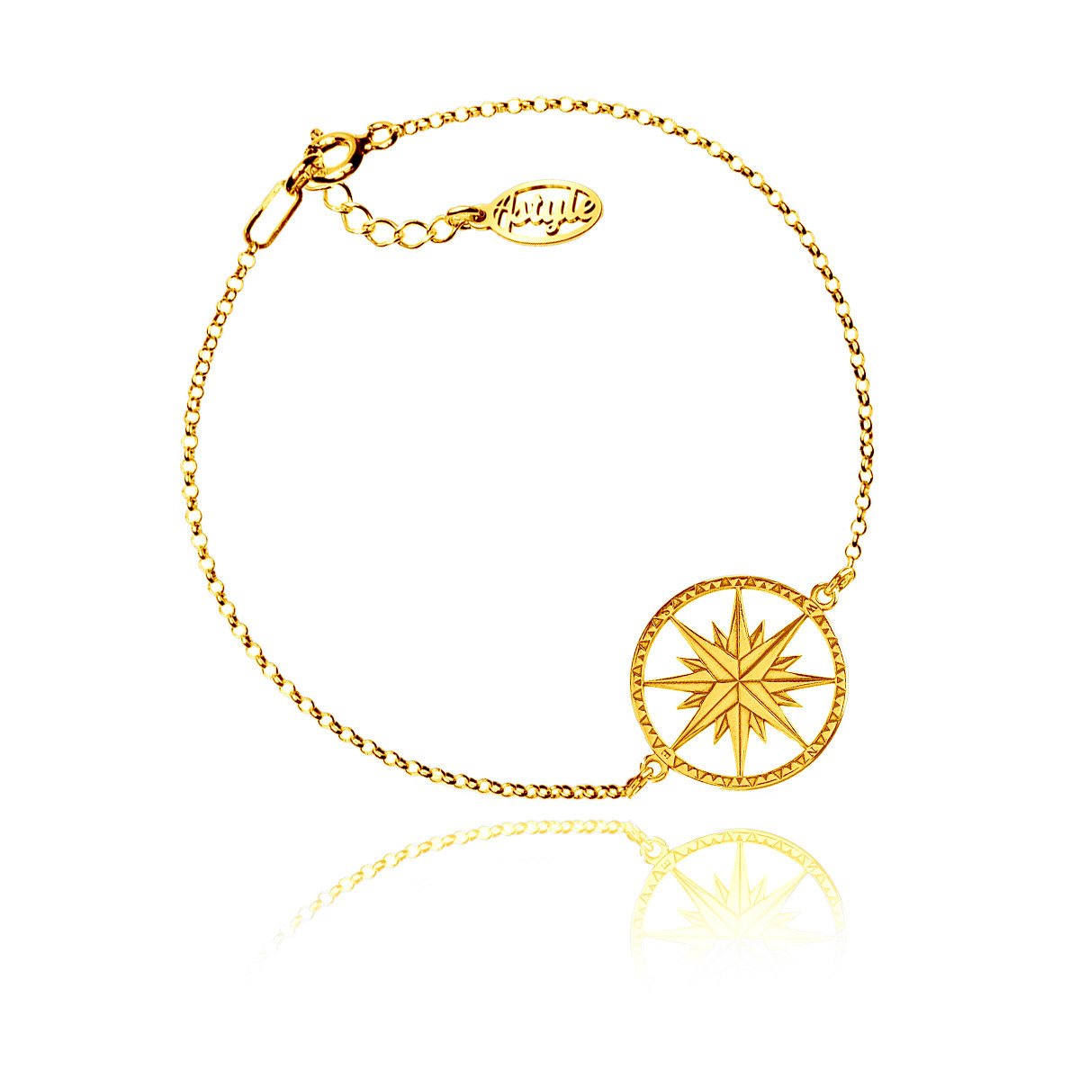 Bransoletka Róża Wiatrów srebrna pozłacana