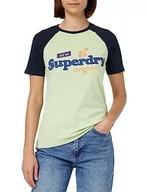 Koszule damskie - Superdry Vintage Cooper Classic Rgn tee Koszula damska, Foam Green/Navy, 32 - miniaturka - grafika 1