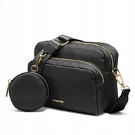 Torebki damskie - Torebka Damska Miejska z Saszetką Czarna Na Szerokim Pasku PUCCINI TM248-1 - miniaturka - grafika 1