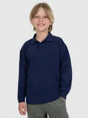 Koszulki dla chłopców - 4F Longsleeve polo regular chłopięcy - granatowy 122 (6-7 lat) - miniaturka - grafika 1