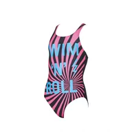 Stroje kąpielowe dla dziewczynek - G Swim&Roll Jr One Piece V Back 116 (6-7) Black - miniaturka - grafika 1