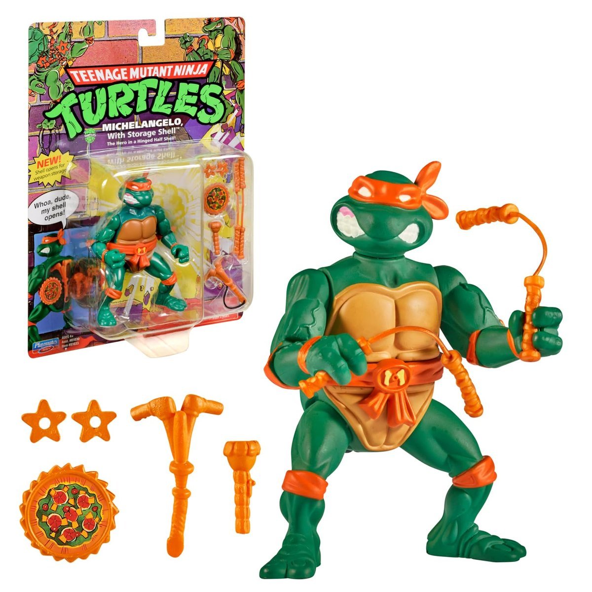 Żółwie Ninja, przegubowa figurka 10 cm, klasyczna figurka kolekcjonerska, Michelangelo, zabawka dla dzieci od 4 lat, Giochi Preziosi,T0001B