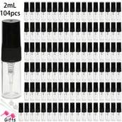Pozostałe akcesoria kosmetyczne - TEMU Zestaw hurtowy 104 sztuk wysokiej jakości przezroczystych butelek do perfum w rozmiarach 2ml, 3ml i 5ml z czarnymi atomizerami. Ultra-drobny - miniaturka - grafika 1