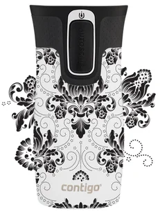 Kubek termiczny Contigo West Loop Mini 300ml - Arabeska Black - Biały Metalik - Kubki termiczne - miniaturka - grafika 1