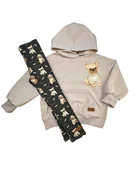 Bluzy dla dziewczynek - Zestaw dziecięcy bluza MILKY i legginsy PIESKI ciemne - miniaturka - grafika 1