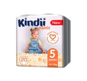 Pieluchy - Kindii Pieluchomajtki chłonne junior rozmiar 5 (12-17 kg) 20 sztuk - miniaturka - grafika 1