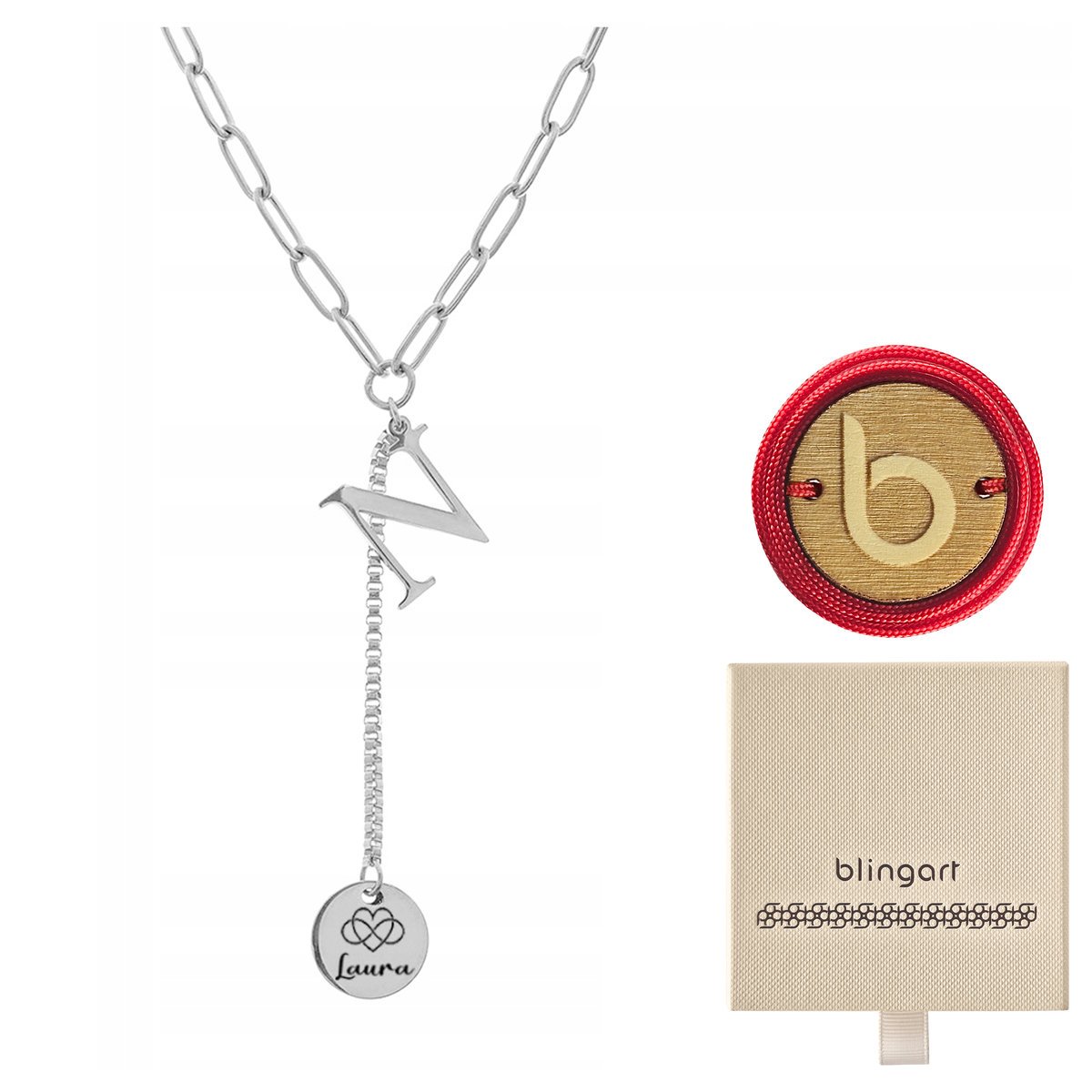 Naszyjnik celebrytka łańcuszek srebrny literki A-Z