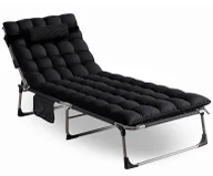 Leżaki ogrodowe - Elior Czarny składany leżak ogrodowy - Relora - miniaturka - grafika 1
