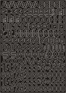 Litery i cyfry samoprzylepne czarne 2cm arkusz 250 znaków - Zestawy piśmiennicze - miniaturka - grafika 1