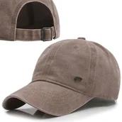 Czapki i chusty sportowe męskie - CZAPKA z Daszkiem Vintage Bejsbolówka Bawełniana BRĄZOWA Pako Jeans - miniaturka - grafika 1