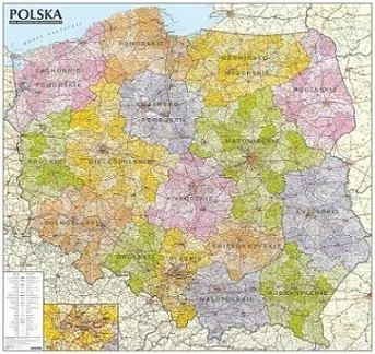 ExpressMap praca zbiorowa Polska. Mapa administracyjno-samochodowa, ścienna, oprawiona w listwy 1:570 000